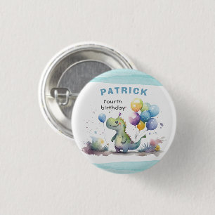 Macaron Rond 2,50 Cm Dino Party Watercolor Boy Blue Anniversaire