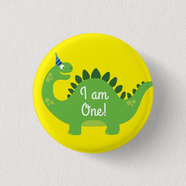 Macaron Rond 2,50 Cm Dinosaur mignon 1er Anniversaire Bouton (Devant)