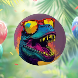 Macaron Rond 2,50 Cm Dinosaur T Rex Fun Party coloré