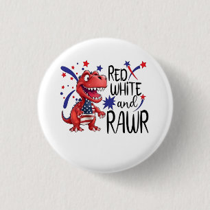 Macaron Rond 2,50 Cm Dinosaure blanc rouge occidental