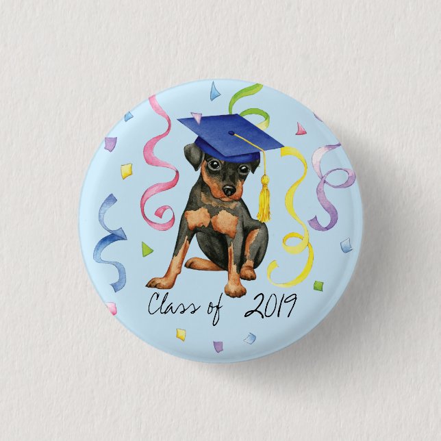 Macaron Rond 2,50 Cm Diplômé de Miniature Pinscher (Devant)