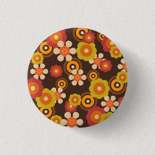 Macaron Rond 2,50 Cm Disco 70s 60s Retro Flowers Pop Culture