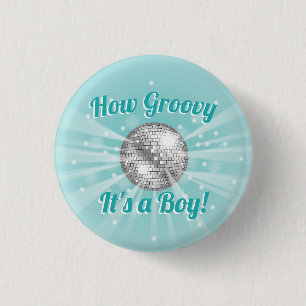 Macaron Rond 2,50 Cm Disco Ball Baby shower Super C'est un garçon