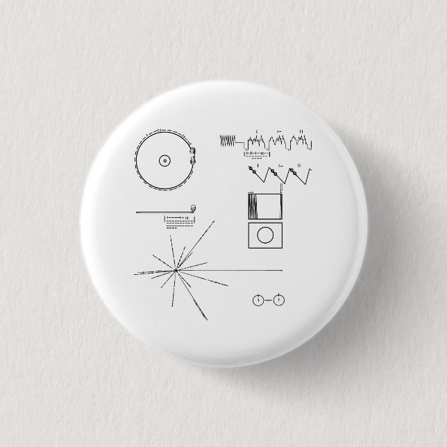 Macaron Rond 2,50 Cm Disque d'or de la NASA Voyager (Devant)