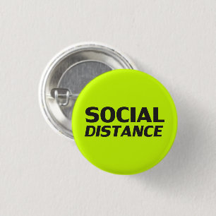 Macaron Rond 2,50 Cm Distance sociale néon vert épingle noire bouton