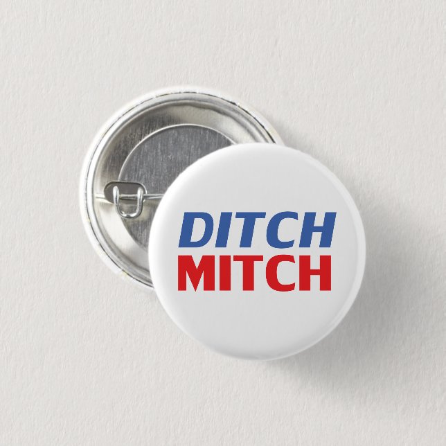 Macaron Rond 2,50 Cm Ditch Mitch rouge blanc bleu moderne typographie d (Devant & derrière)