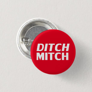 Macaron Rond 2,50 Cm Ditch Mitch rouge blanc typographie moderne drôle