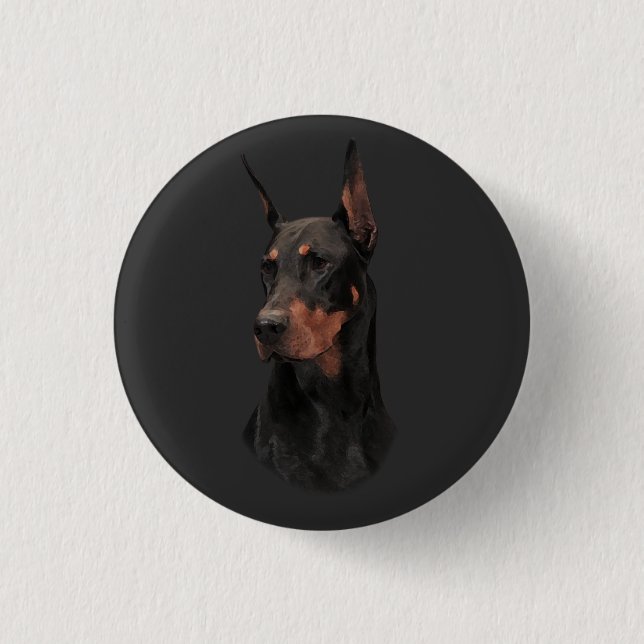 Macaron Rond 2,50 Cm Doberman Pinscher, T-shirt Carré de l'horloge mura (Devant)