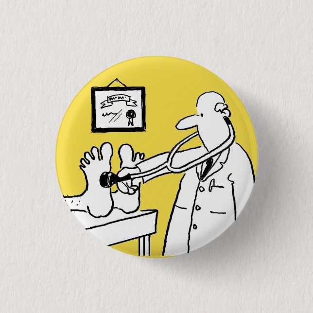 Macaron Rond 2,50 Cm Docteur avec pied de contrôle de stéthoscope (Devant)