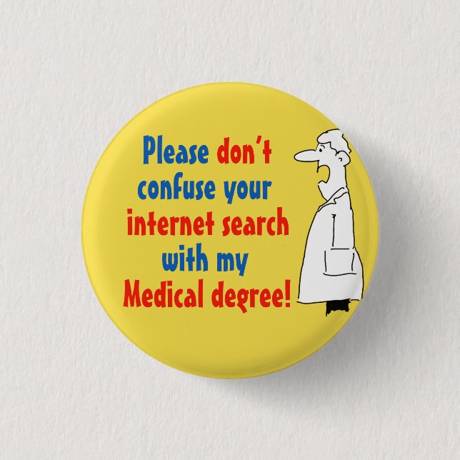 Macaron Rond 2,50 Cm Docteur Médicale Degré Non Recherche Internet (Devant)