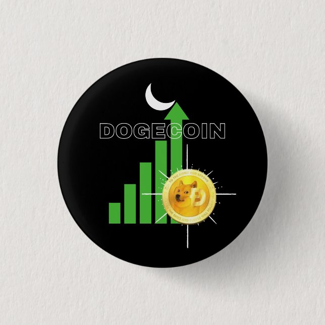Macaron Rond 2,50 Cm Dogecoin à la Crypto Lune (Devant)
