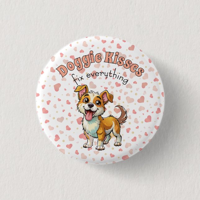 Macaron Rond 2,50 Cm Doggie Kisses Button (Devant)