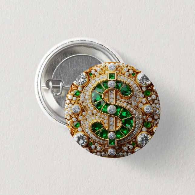 Macaron Rond 2,50 Cm Dollar Sign Button (Devant & derrière)