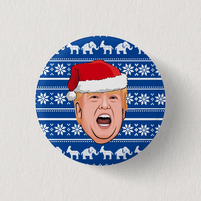 Macaron Rond 2,50 Cm Donald Trump en colère Noël (Devant)