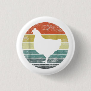Macaron Rond 2,50 Cm Dons De Poulets Amusants Fermier Rétro Vintage Far