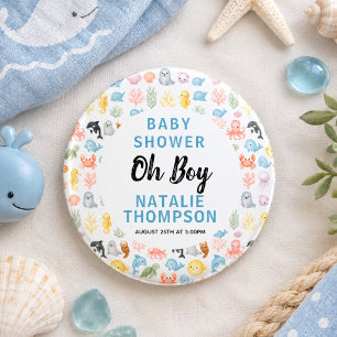 Macaron Rond 2,50 Cm Douce Fête de Naissance d'Animaux de l'Océan sous