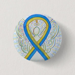 Macaron Rond 2,50 Cm Down Syndrome Angel Awareness Ribbon Button Pin