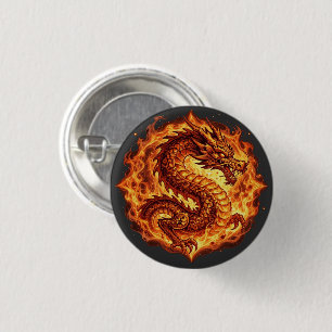 Macaron Rond 2,50 Cm Dragon de feu orange flamboyant Cadeau pour hommes