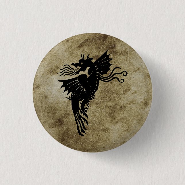Macaron Rond 2,50 Cm Dragon Silhouette Spirit Animal Totem Emblem (Devant)