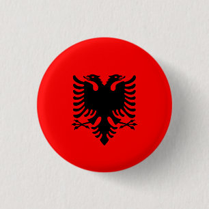 Macaron Rond 2,50 Cm Drapeau albanais, Drapeau de l'Albanie