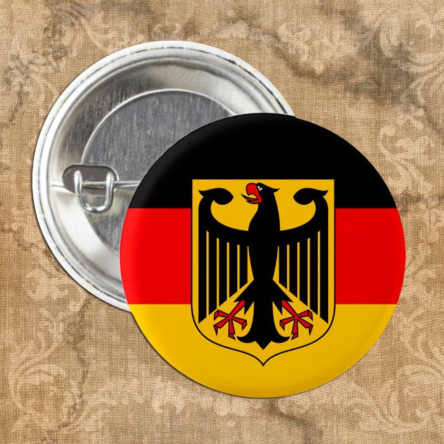 Macaron Rond 2,50 Cm Drapeau allemand & Armoiries, supporters de Deutsc (Créateur téléchargé)