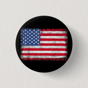 Macaron Rond 2,50 Cm Drapeau Américain Patriotique Pour Hommes Femmes E