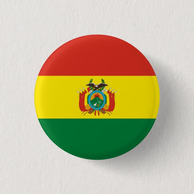 Macaron Rond 2,50 Cm Drapeau bolivien, Drapeau de Bolivie (Devant)