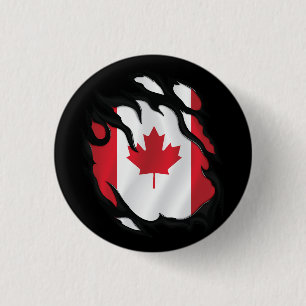 Macaron Rond 2,50 Cm Drapeau canadien déchiré