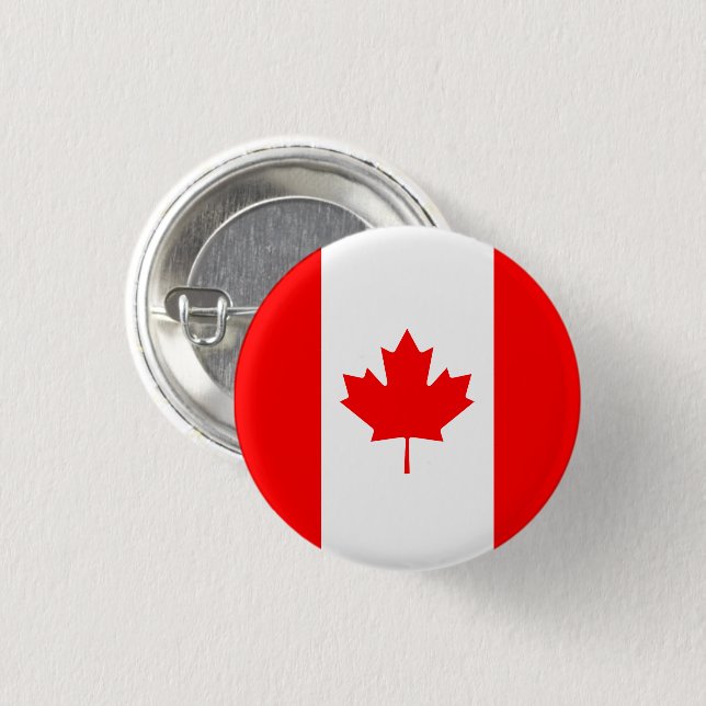 Macaron Rond 2,50 Cm Drapeau canadien patriotique (Devant & derrière)