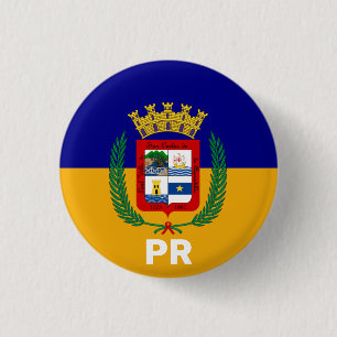 Macaron Rond 2,50 Cm Drapeau d'Aguadilla, Porto Rico