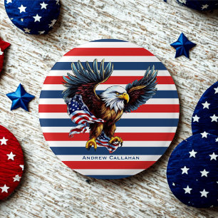 Macaron Rond 2,50 Cm Drapeau d'aigle patriotique rouge blanc et bleu ra