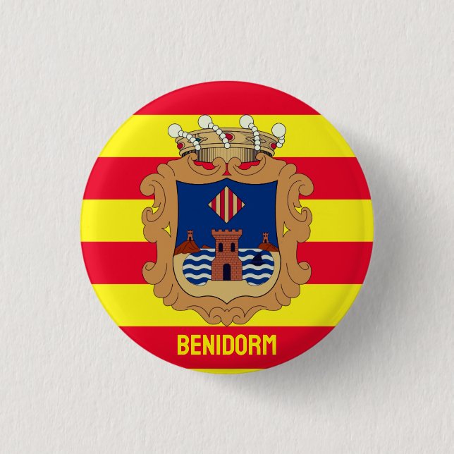 Macaron Rond 2,50 Cm Drapeau de Benidorm - Comunidad Valenciana (ESP) (Devant)