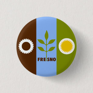 Macaron Rond 2,50 Cm Drapeau de Fresno, Californie