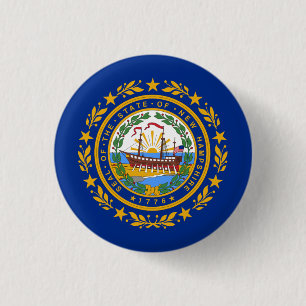 Macaron Rond 2,50 Cm Drapeau de Granite Stater, Drapeau du New Hampshir