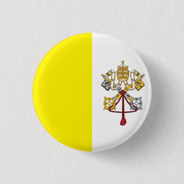 Macaron Rond 2,50 Cm Drapeau de la Cité du Vatican (Devant)