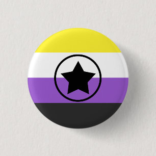 Macaron Rond 2,50 Cm Drapeau de la fierté non binaire/Enby avec une é