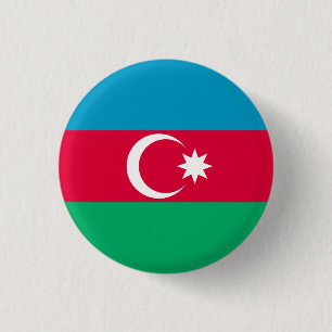 Macaron Rond 2,50 Cm Drapeau de l'Azerbaïdjan patriotique