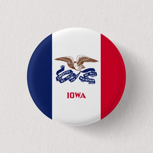 Macaron Rond 2,50 Cm Drapeau de l'État de l'Iowa (Devant)