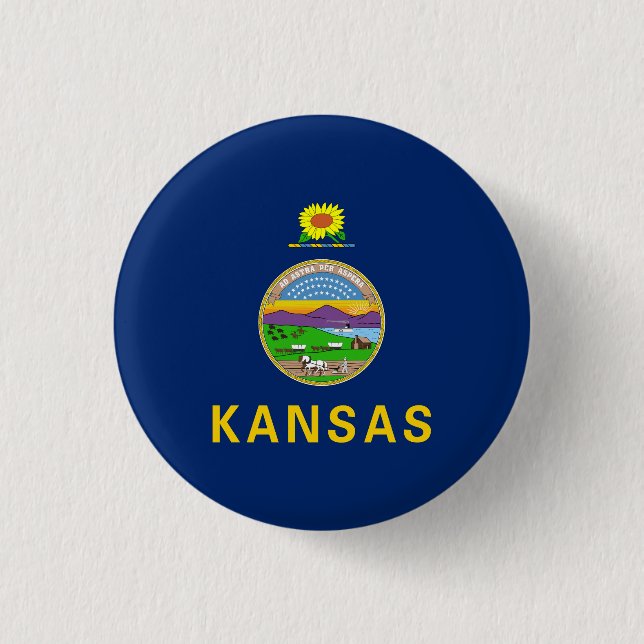 Macaron Rond 2,50 Cm Drapeau de l'État du Kansas (Devant)