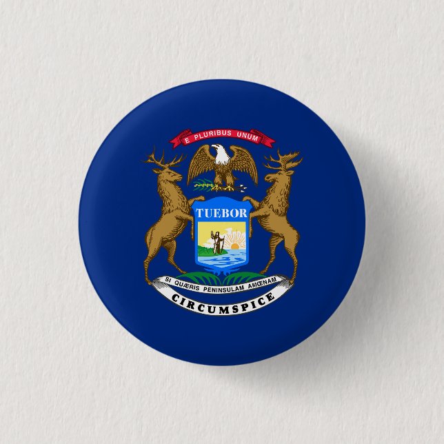 Macaron Rond 2,50 Cm Drapeau de l'État du Michigan (Devant)