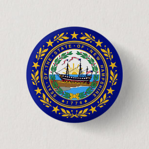 Macaron Rond 2,50 Cm drapeau de l'État du New Hampshire