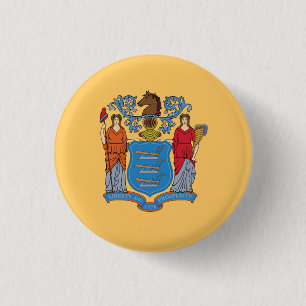 Macaron Rond 2,50 Cm Drapeau de l'État du New Jersey
