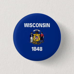 Macaron Rond 2,50 Cm Drapeau de l'État du Wisconsin