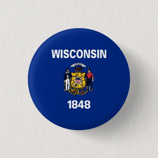 Macaron Rond 2,50 Cm Drapeau de l'État du Wisconsin (Devant)