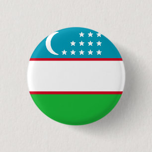 Macaron Rond 2,50 Cm Drapeau de l'Ouzbékistan
