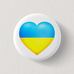 Macaron Rond 2,50 Cm Drapeau de l'Ukraine Boutons de soutien cardiaque 