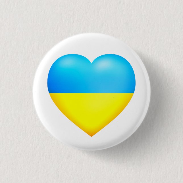 Macaron Rond 2,50 Cm Drapeau de l'Ukraine Boutons de soutien cardiaque  (Devant)