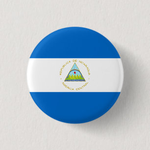 Macaron Rond 2,50 Cm Drapeau de Managua, Drapeau du Nicaragua