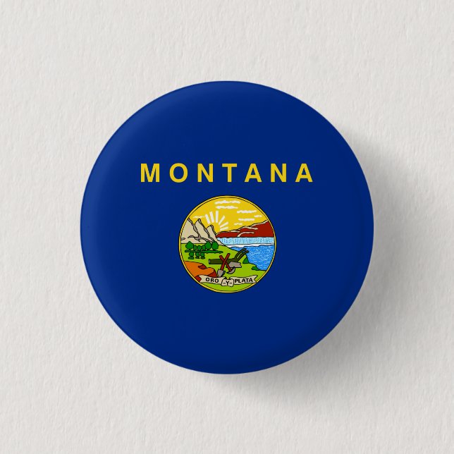 Macaron Rond 2,50 Cm Drapeau de Montanan, Drapeau du Montana (Devant)