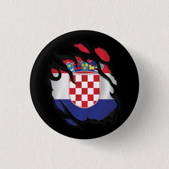 Macaron Rond 2,50 Cm Drapeau déchiré de Croatie (Devant)